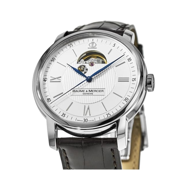 Baume and Mercier Classima Men's Watch - White Face, Grey Band - White Face, Grey Band