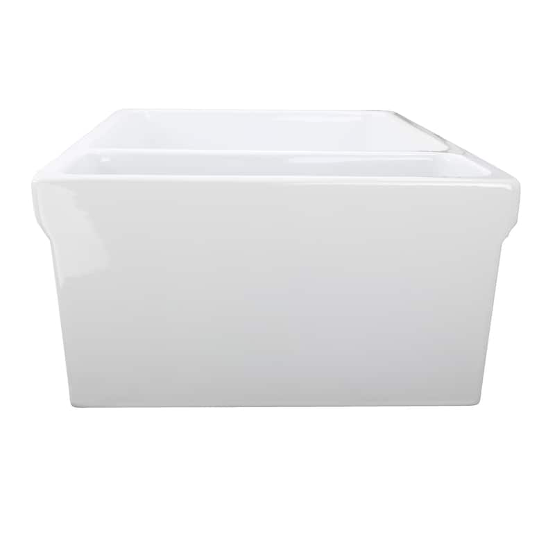 Highpoint Collection Fireclay Reversible Double Bowl Farmsink - 35.5 x 19.75 x 9.75
