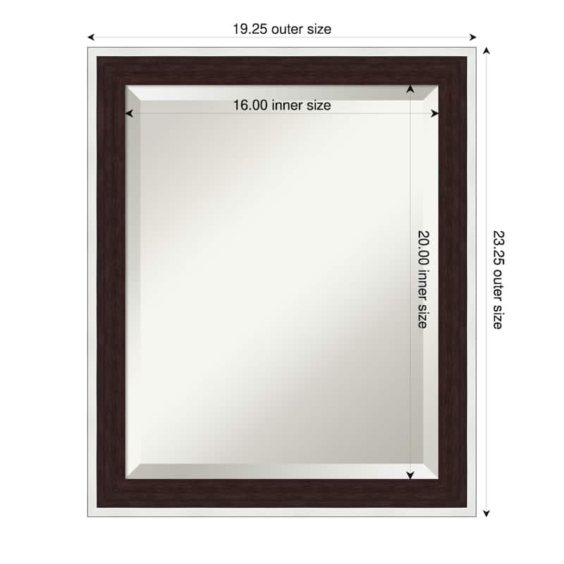 Maya Beveled Framed Wall Mirror - 19 x 23 in - Maya Espresso Silver