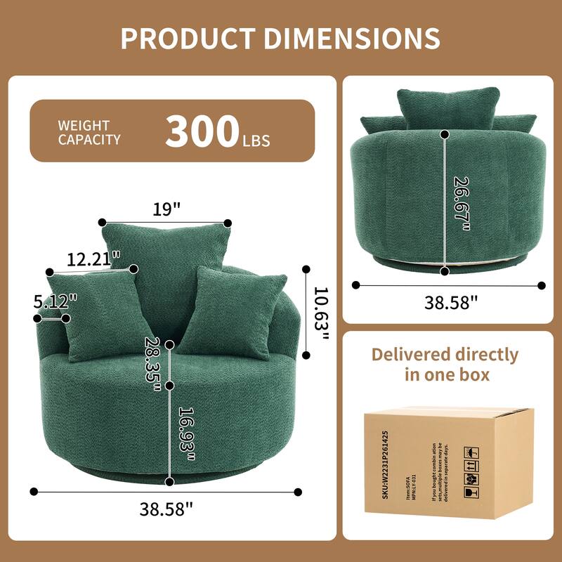 Full Sponge Compression Swivel Barrel Chair