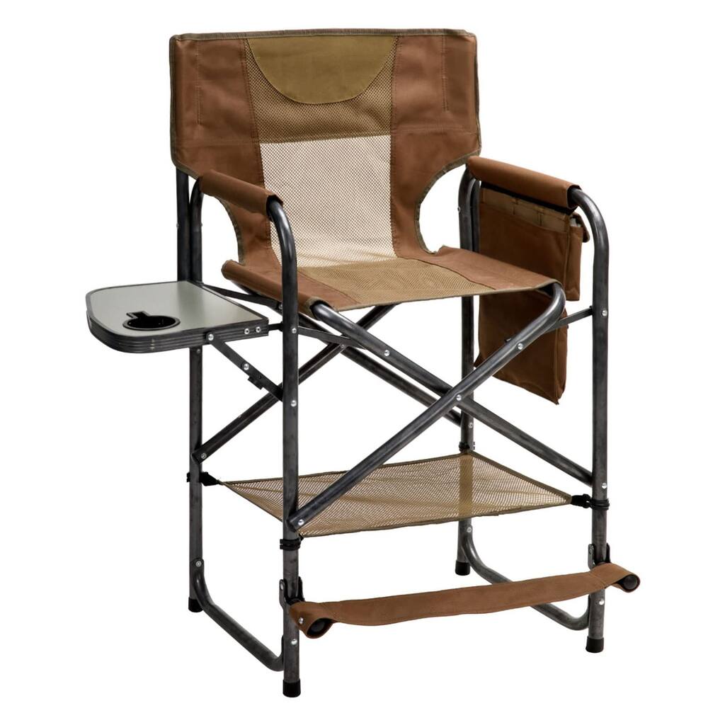Tall Camping Directors Chair, Portable Folding Artist Makeup Chair with Side Table, Pocket, Footrest, Heavy Duty