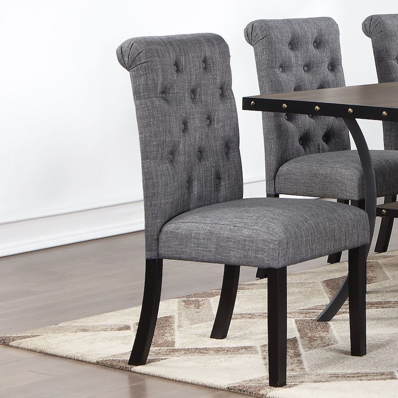 Set of 2 Fabric Dining Chairs with Tufted Back
