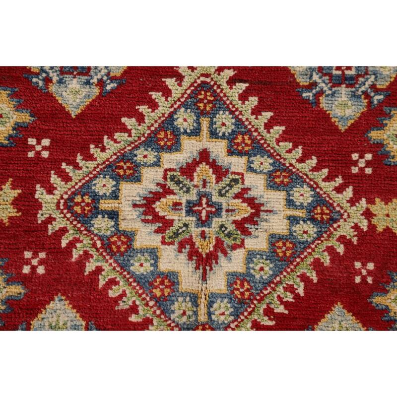 Traditional Kazak Oriental Accent Rug Hand-Knotted Red Wool Carpet - 3'3"x 4'10"