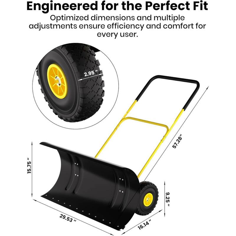 Heavy Duty U-Shaped Rod 29-Inch Steel Snow Shovel Plow for Driveways, Sidewalks, Yards