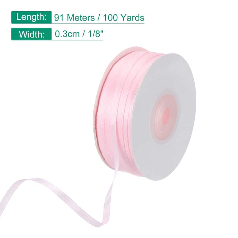 Satin Ribbon, 1/8 Inch x 100 Yards Double Face Satin Ribbon - 1/8 Inch - Pink