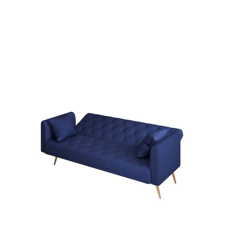 71" Velvet Love Seat Couches, Adjustable Backrest Sofa Bed with 2 Pillow