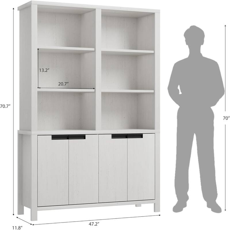 Tall Storage Bookshelf with Open Shelves for Living Room, Bedroom, Home Office