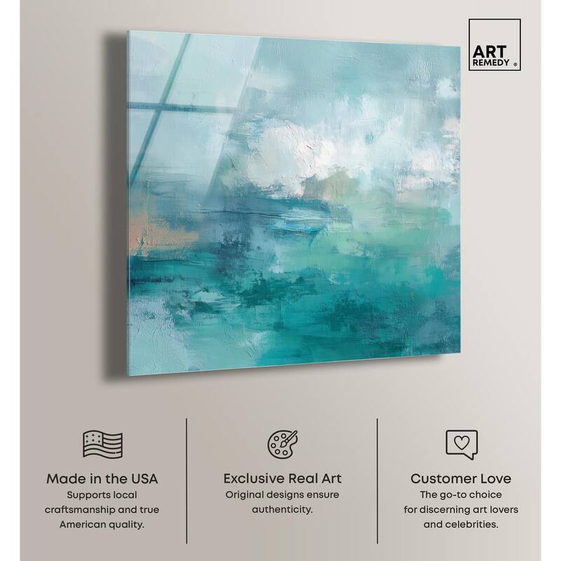 Green Blue II Acrylic by Art Remedy, Ready to Hang