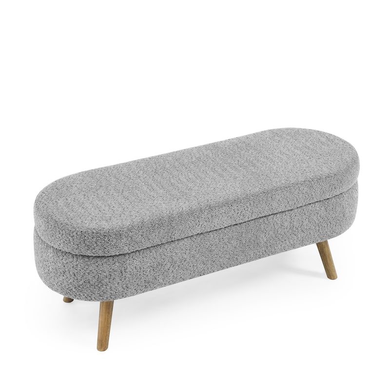 Farmhouse Style Fabric Solid Wood Storage Bench with Flip Top