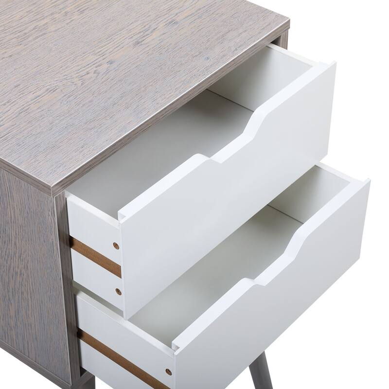 Grey Bedside Table Sofa Side Table, Two-Piece Filing Cabinet End Table
