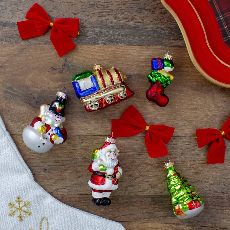 5ct Colored Festive Holiday Christmas Figurine Ornaments 3.5"