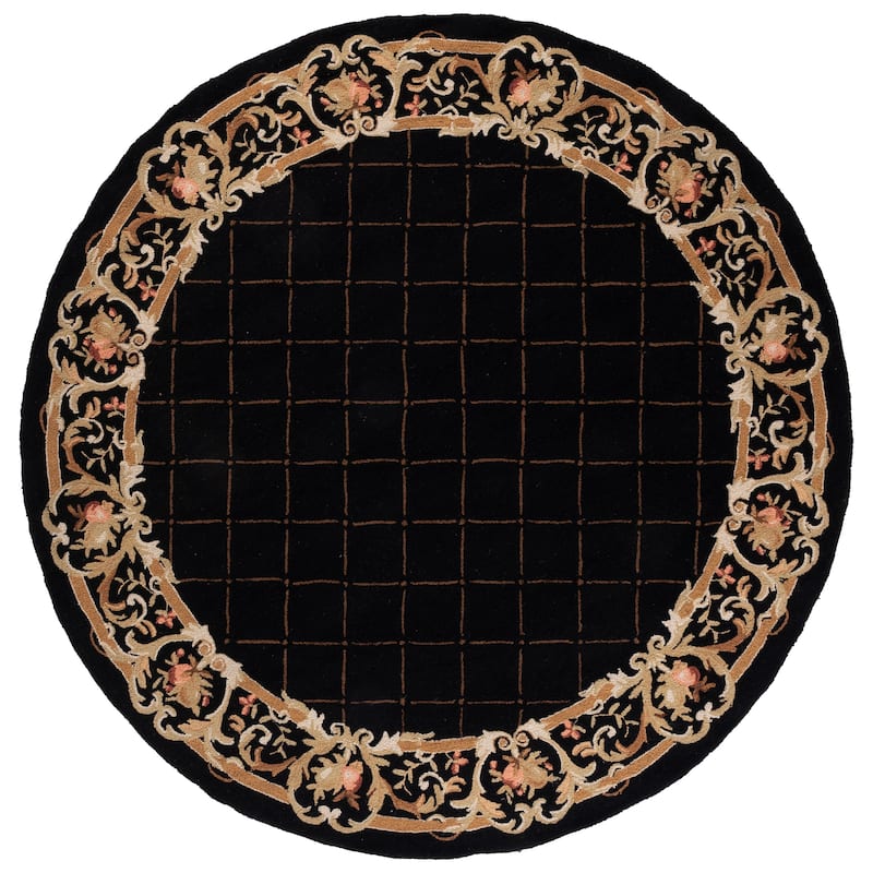SAFAVIEH Handmade Chelsea Hasime French Country Wool Rug - 8' Round - Black