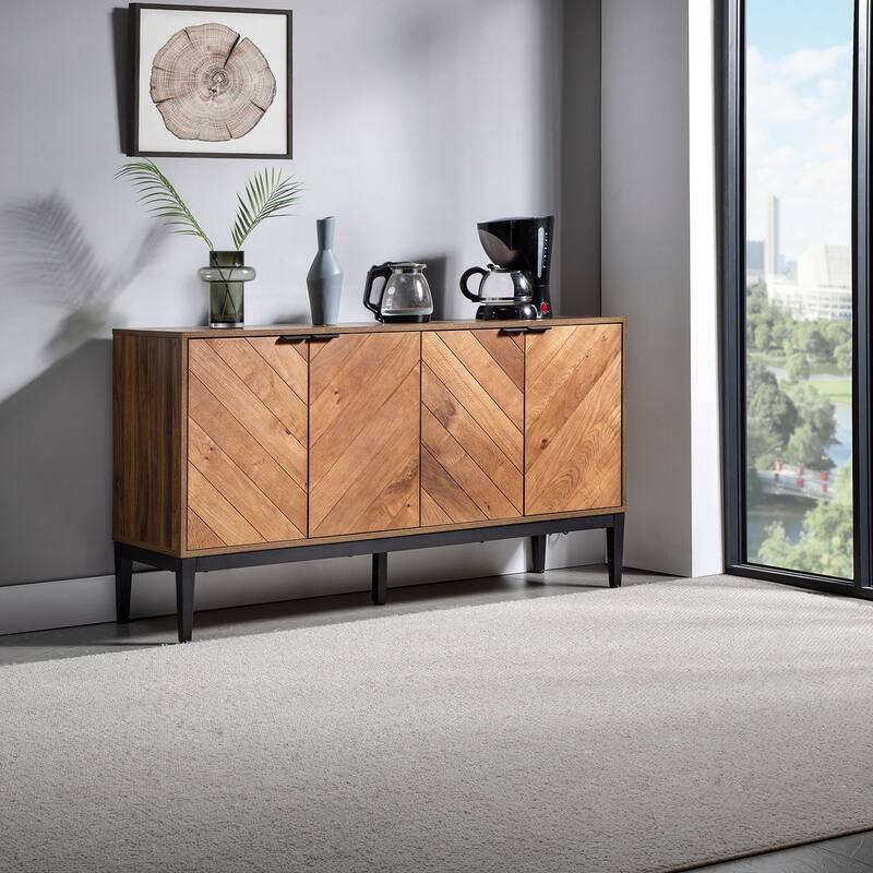 Senin Modern Herringbone Sideboard with Metal Frame Legs by HULALA HOME