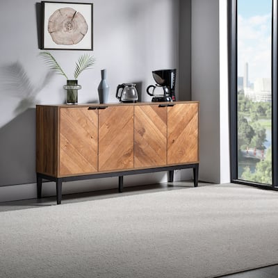 Senin Modern Herringbone Sideboard with Metal Frame Legs by HULALA HOME
