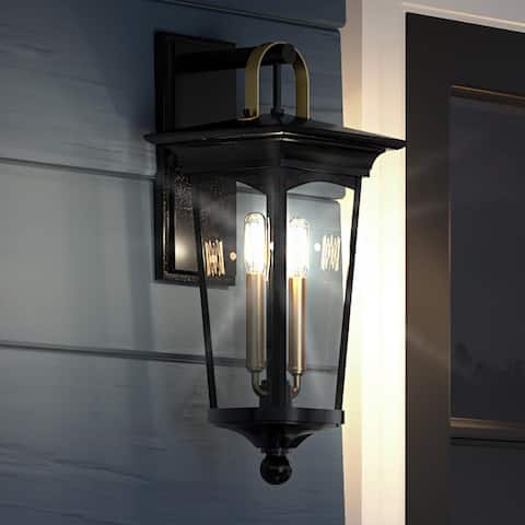 Luxury Cosmopolitan Outdoor Wall Light, 22"H x 9"W, with Comtemporary Style, Midnight Black, UHP1263 by Urban Ambiance