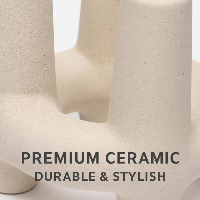 White Four Pillar Ceramic Candle Holder Minimalist Home Decor