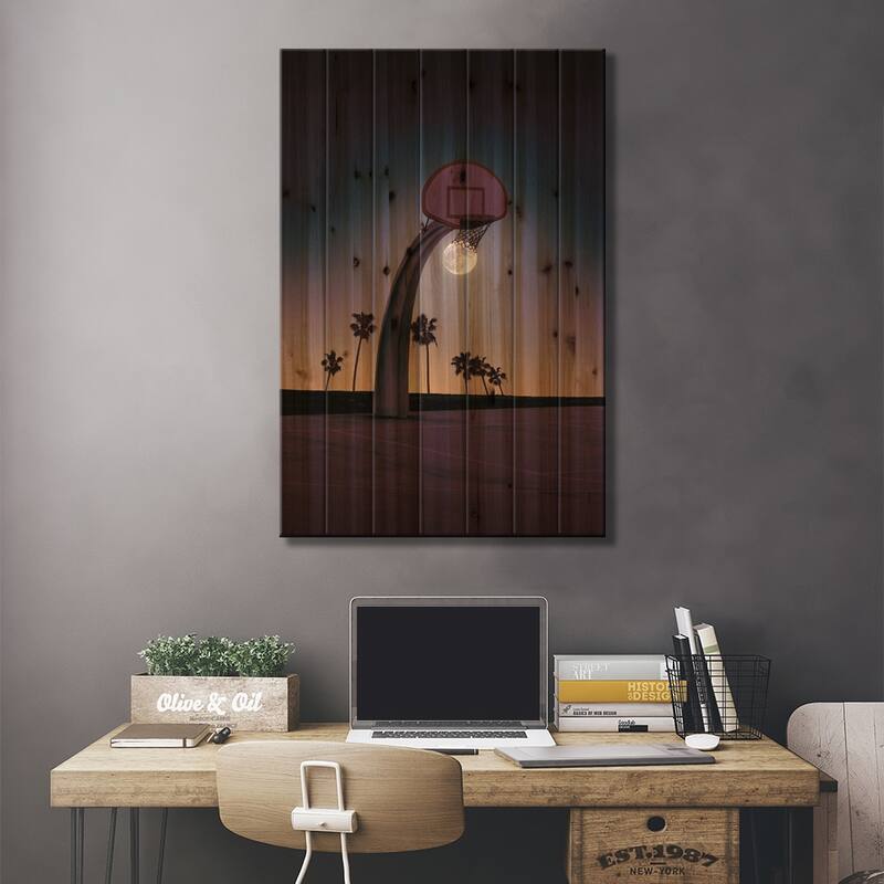 Basketmoon Print On Wood by Jonas Loose - Multi-Color