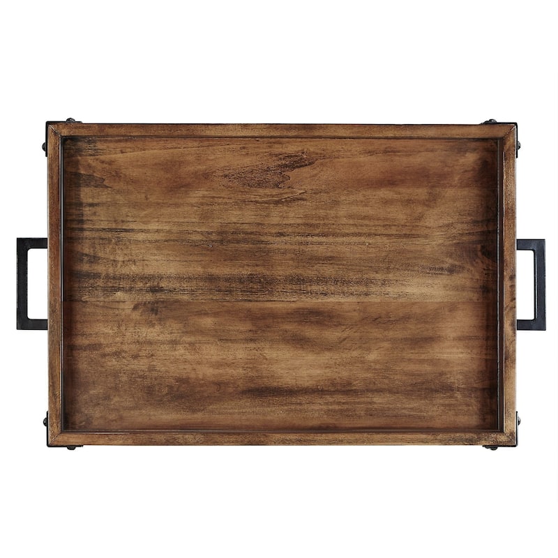 Myra Rustic Serving Cart with Wine Inserts and Removable Tray Top by iNSPIRE Q Classic