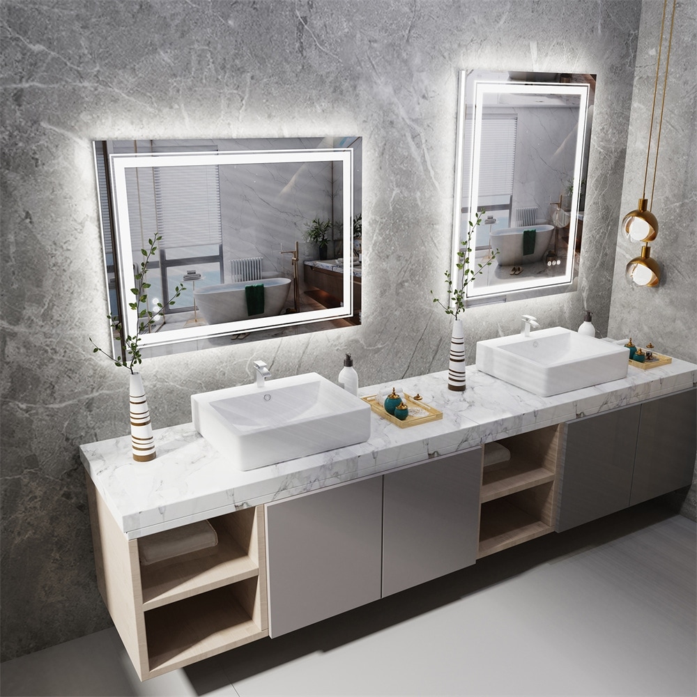 Front-Lighted LED Bathroom Vanity Mirror: 28 x 36 - Rectangular – Mirrors  & Marble