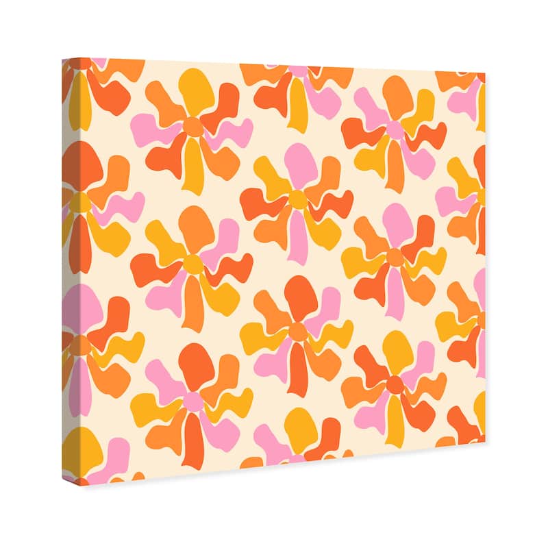 Wynwood Studio Canvas Abstract Flower Creative Pattern Orange and Pastel Pink Modern & Contemporary Wall Art Canvas Print