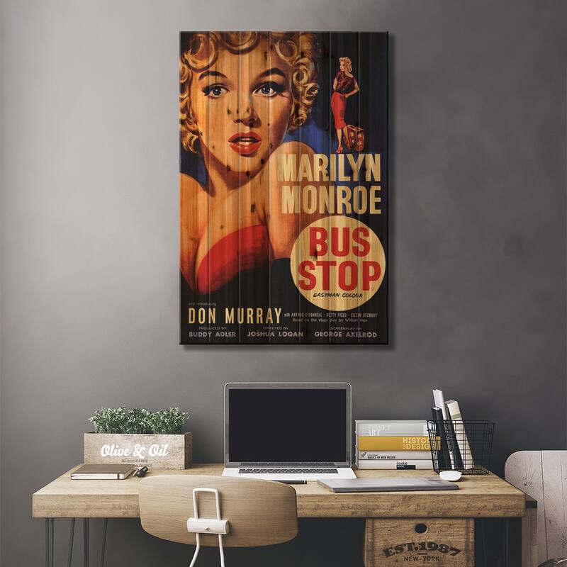 Bus Stop Film Poster Print On Wood by Radio Days - Multi-Color