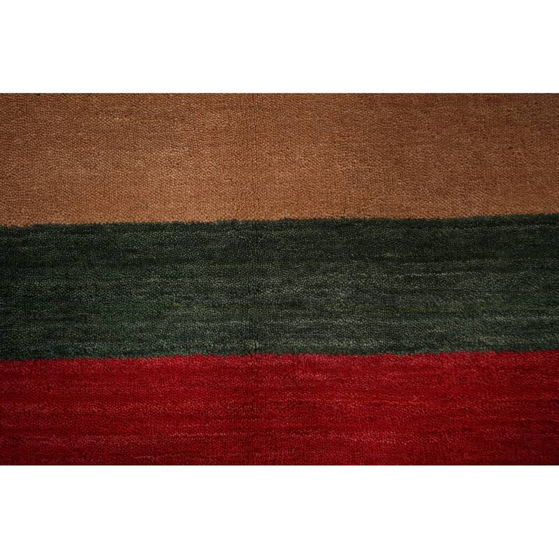 Gabbeh Indian Accent Rug Hand-Knotted Oriental Brown Wool Carpet - 3'10"x 5'8"