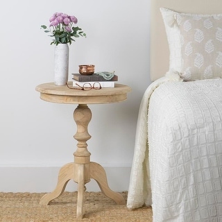 Unfinished Natural Mindi Wood Accent Table by East at Main