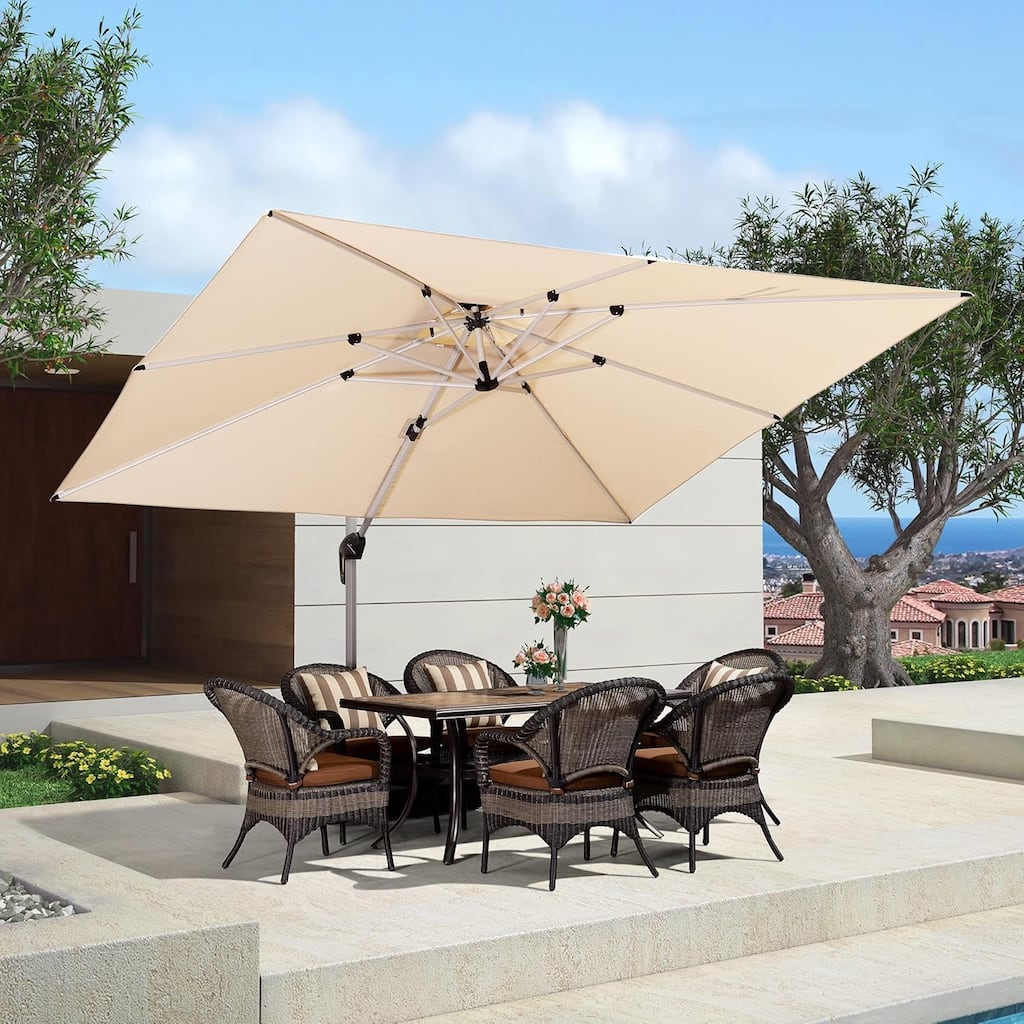 PURPLE LEAF 10 x 12ft Outdoor Rectangle Large Cantilever Umbrella