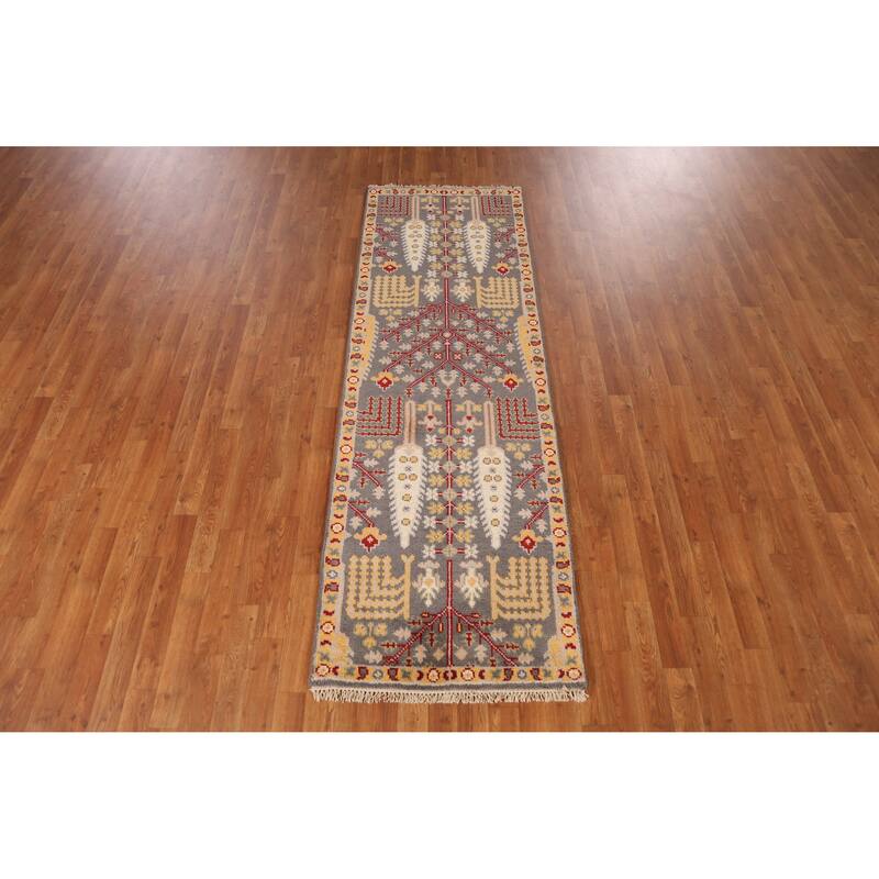 Gray Heriz Serapi Indian Runner Rug Hand-Knotted Wool Carpet - 2'6" x 7'10"