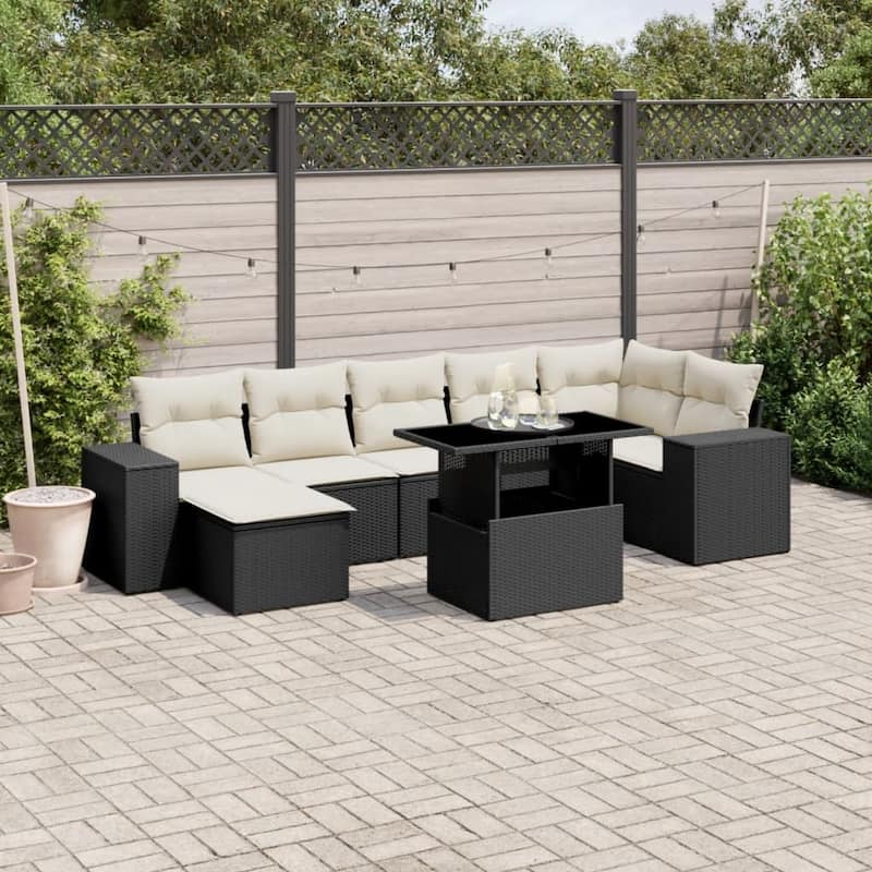 vidaXL Garden Sofa Set - Black and cream without storage
