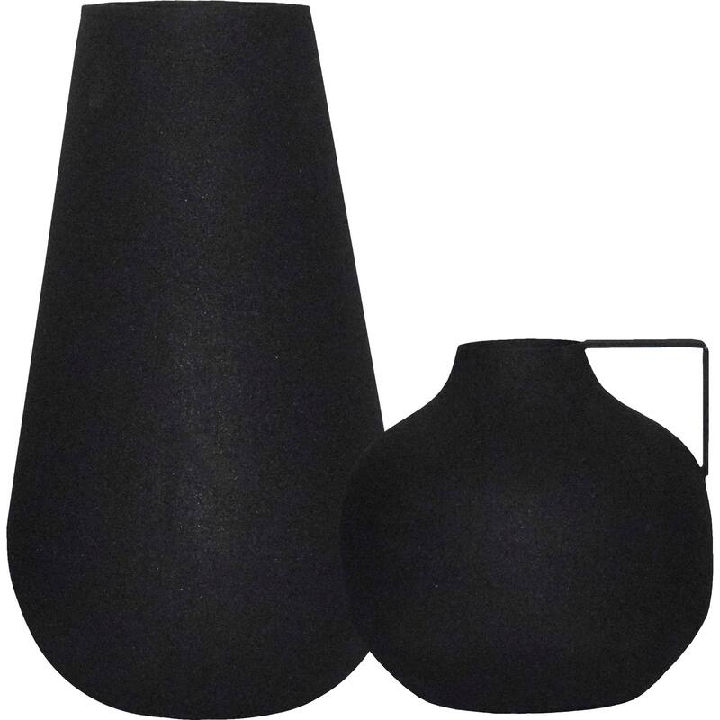 Renwil Roove Indoor Iron Vase, Matte Black
