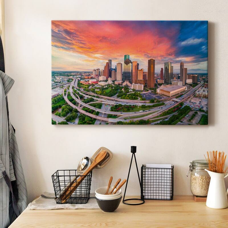 Houston, Texas, USA Skyline at Sunset Premium Gallery Wrapped Canvas - Ready to Hang