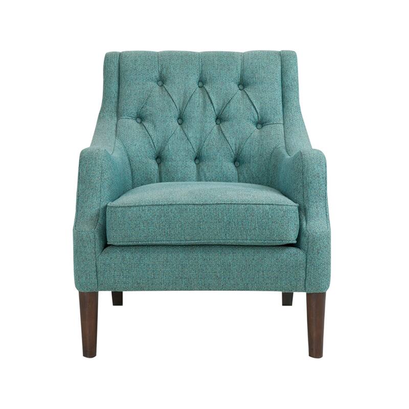 Roomfitters Tufted Accent Chair, Upholstered Armchair with Removable Cushion, Solid Wood Legs, Living Room Lounge Chair, Teal