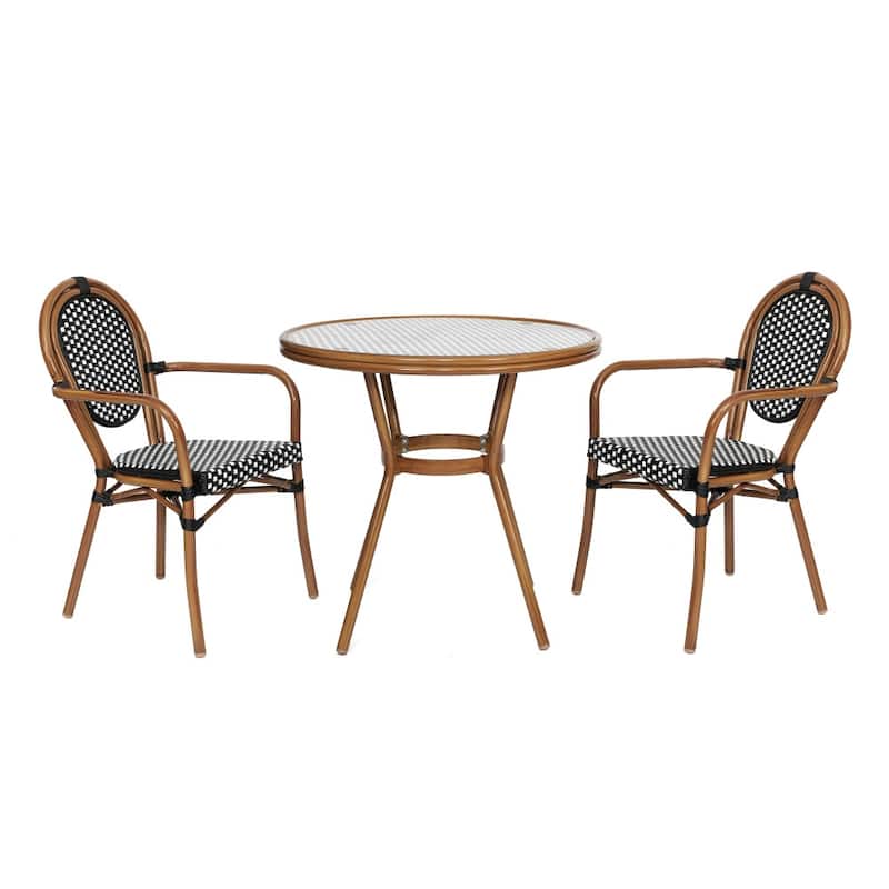 Indoor/Outdoor Commercial Bistro Set with Table and Two Chairs