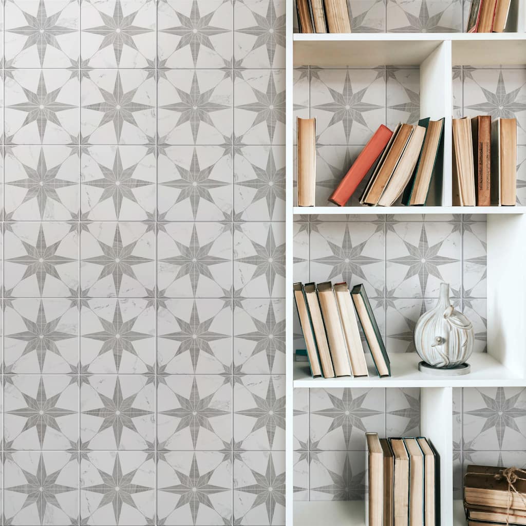 Merola Tile Llama Stella Loire Silver Smoke 9-3/4" x 9-3/4" Porcelain Floor and Wall Tile