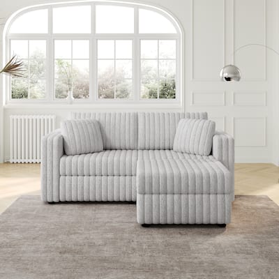 75.6" Soft Modular 2-person Light Gray Metal Sofa with Hydraulic Lift and Ottoman, High Comfort & Style