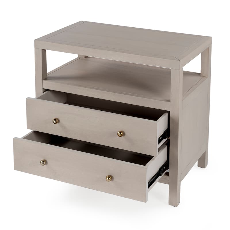 Nora 2-Drawer Wood Wide Nightstand