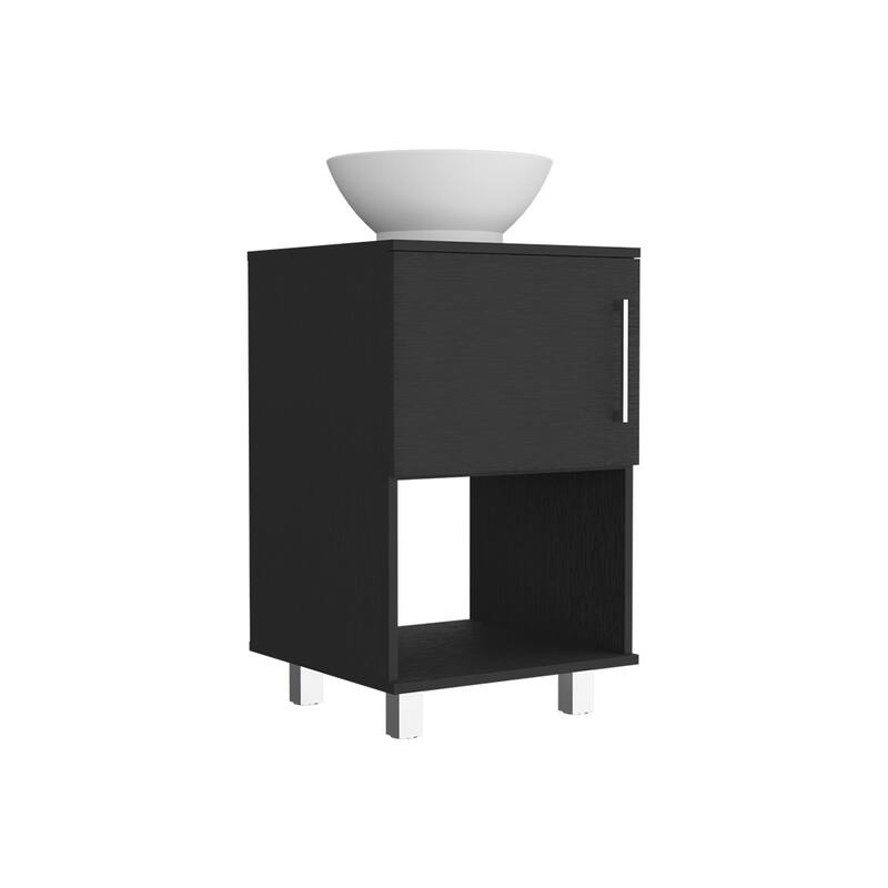 Modern Bathroom Vanity Cabinet with Four Legs, FSC Certified, and Open Shelf - 17.71in L