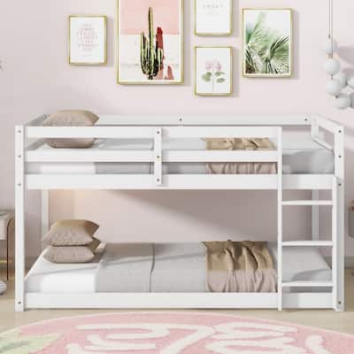 Twin over Twin Size Solid Rubber Wooden Loft Bed