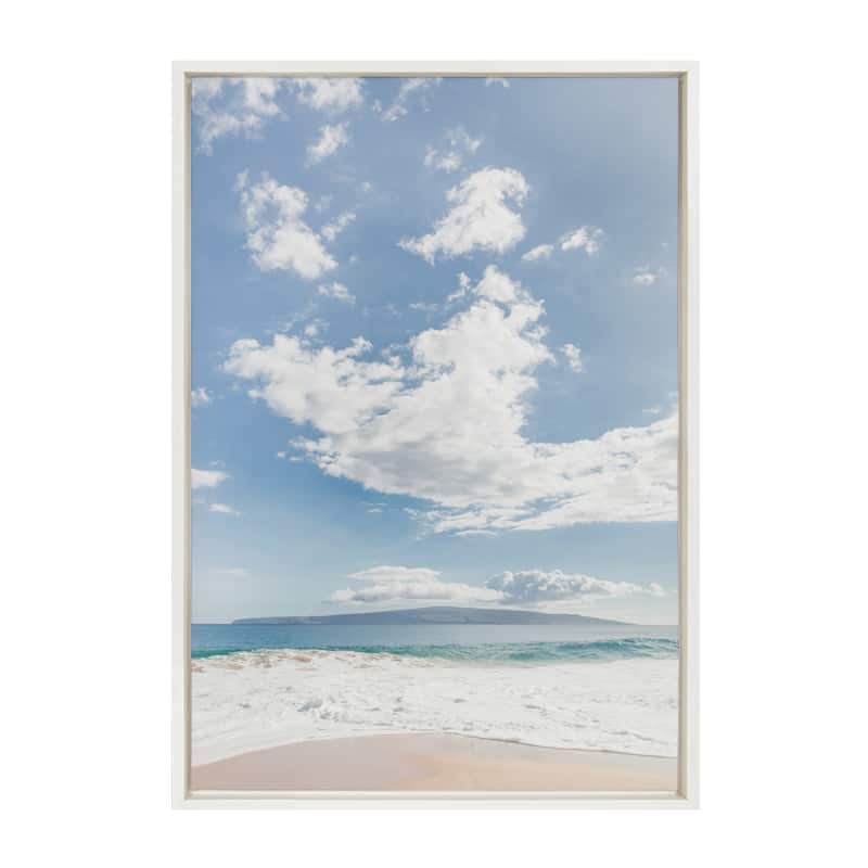 Kate and Laurel Sylvie Beach Framed Canvas by Alicia Abla - 23x33 - Plastic - White