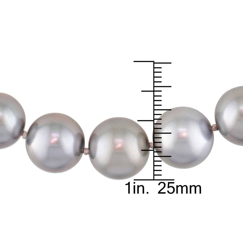 Miadora 10-13mm Silver Tahitian Graduated Diamond Accent Pearl Strand with 14k White Gold