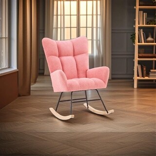 Rocking Chair with Teddy Fabric Upholstered - Bed Bath & Beyond - 39881506