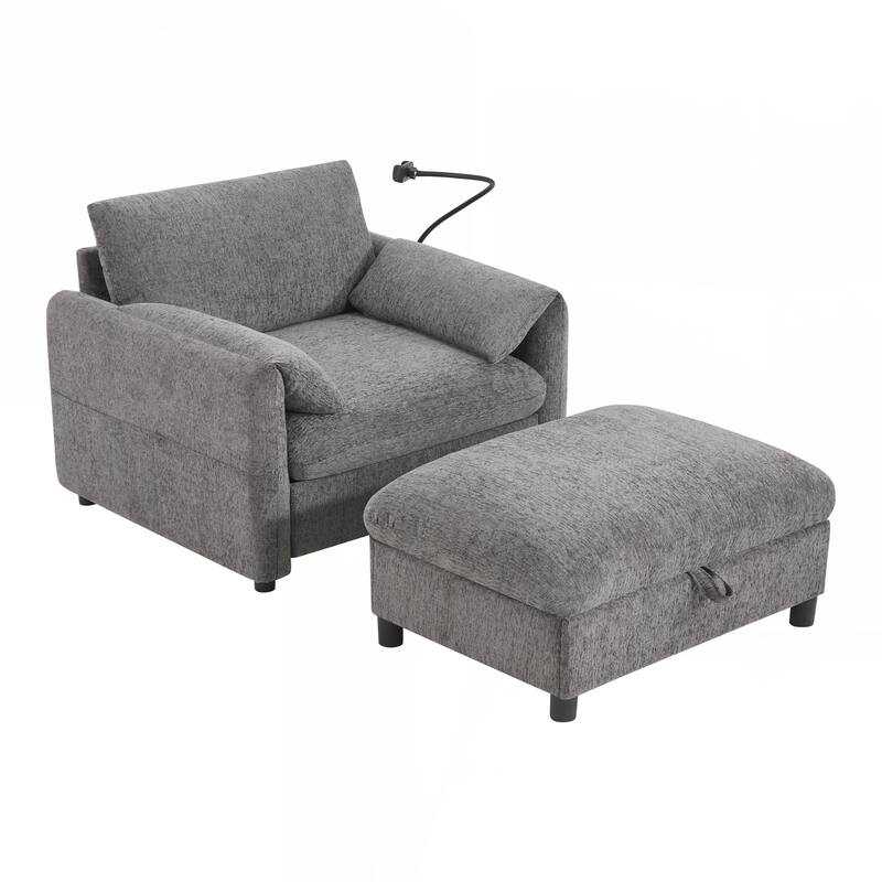 Comfy Chenille Armchair, Modern Cloud Chaise Lounge for Living Room&Apartment
