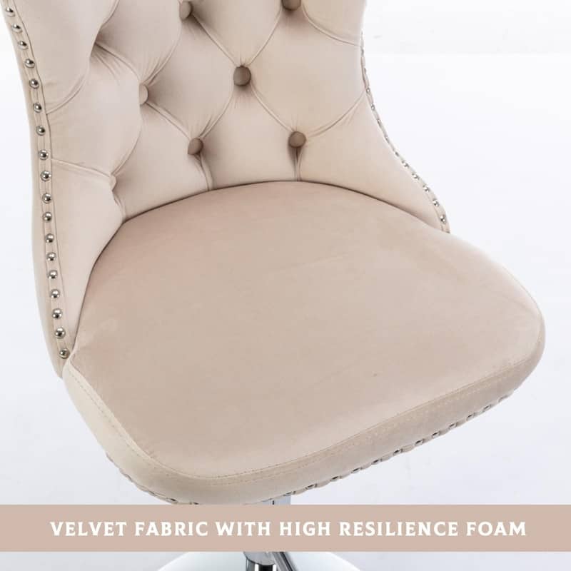 Velvet Upholstered Nailheads Tufted Swivel Bar Stools (Set of 6)
