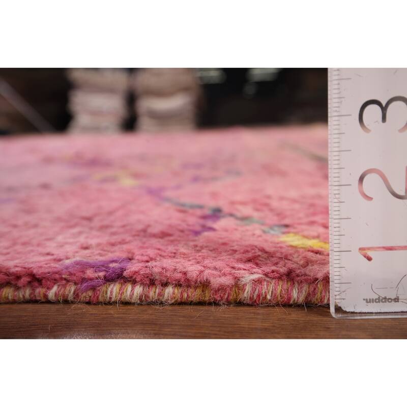 Pink Plush Moroccan Area Rug Handmade Wool Carpet - 7'11" x 10'10"