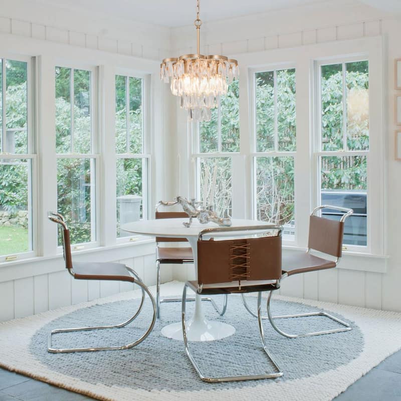 Modern Glam 4-light Crystal Chandelier for Living/ Dining Room - D15.4" x H16"