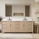 preview thumbnail 57 of 72, Vanity Art Lucerne Freestanding Bathroom Vanity with Stone Top, Hidden Power Station, Hair Dryer Holder, USB Charging Shelf 84" - Light Wheat
