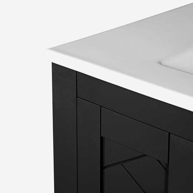 30 Inch Freestanding Solid Wood Bathroom Vanity with Ceramic Sink Combo