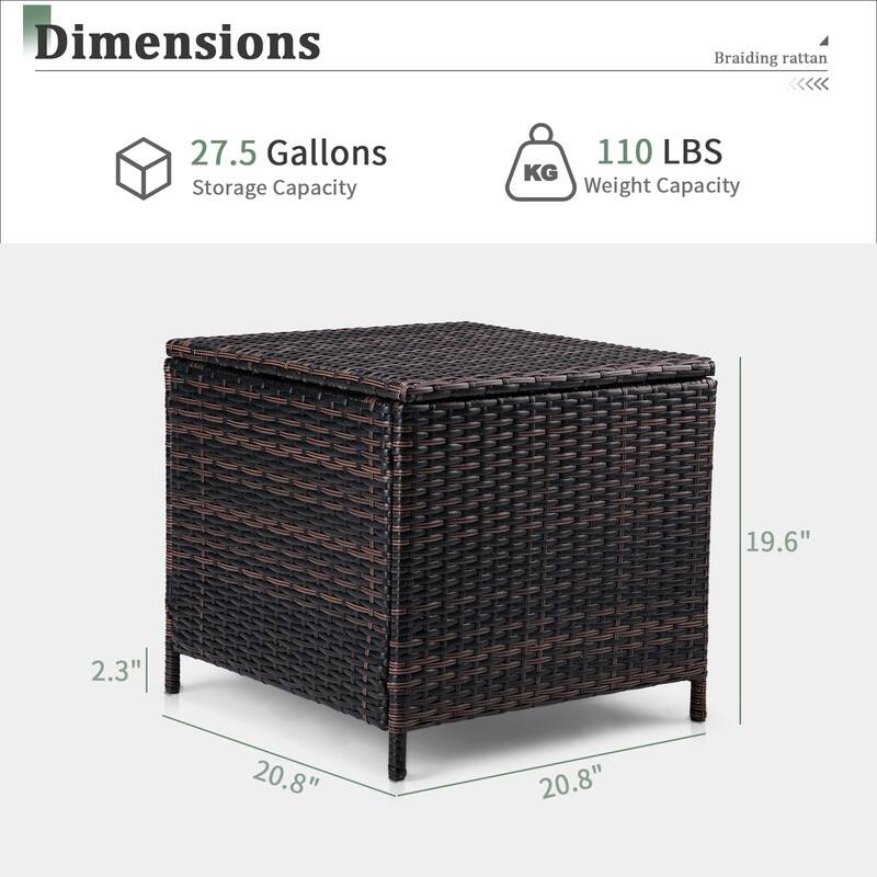 Outdoor 20.8 in. Wicker Storage Side Table