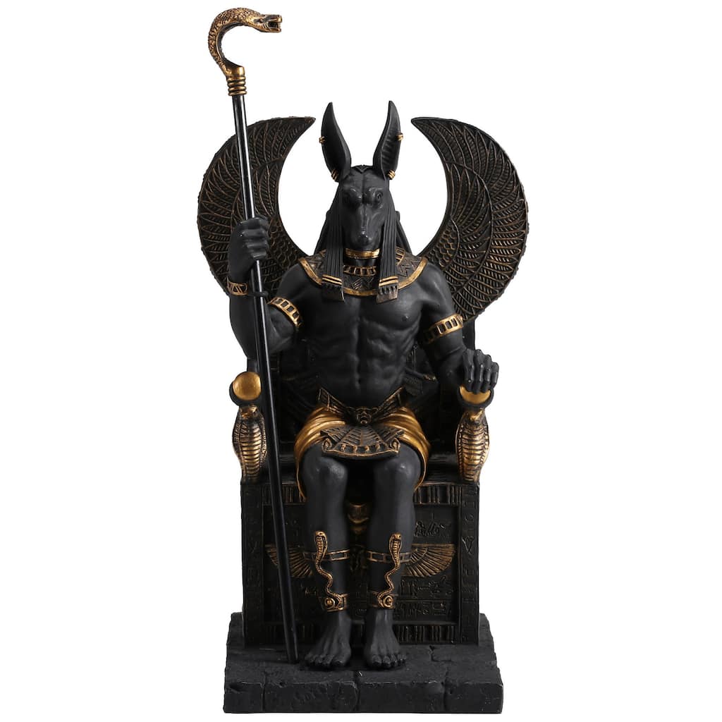 Veronese Design 10.6 H Egyptian God Anubis Sitting In A Throne Resin Multicolor